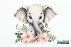 Flower Baby Elephant Sublimation PNG Clipart Product Image 1