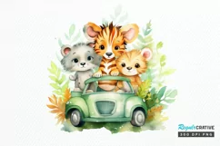 Cute Animal Safari Watercolor PNG Clipart Product Image 1