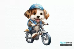 Puppy Riding Bike Sublimation PNG Clipart Product Image 1