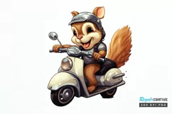 Squirrel Riding A Motorbike PNG Clipart Product Image 1