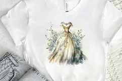 Watercolor Wedding Dress PNG Clipart Product Image 2