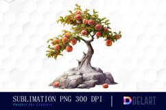 Peach Tree on The Rock Sublimation Clipart Product Image 1