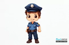 Cute Police Officer Boy PNG Clipart Product Image 1
