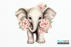 Flower Baby Elephant Sublimation PNG Clipart Product Image 1