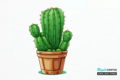 Cactus House Watercolor Sublimation PNG Clipart Product Image 1