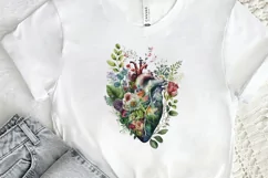 Watercolor Anatomical Floral Heart PNG Clipart Product Image 2