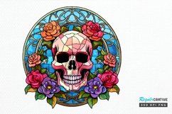 Flower Skull Stained Glass Sublimation PNG Clipart Product Image 1