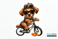 Puppy Riding Bike Sublimation PNG Clipart Product Image 1
