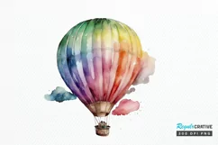 Watercolor Hot Air Balloon PNG Clipart Product Image 1