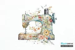 Watercolor Floral Sewing Machines PNG Clipart Product Image 1