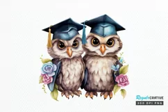 Graduation Owl Friends Sublimation PNG Clipart Product Image 1