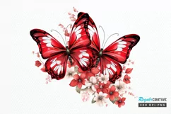 Floral Red Butterfly Couple PNG Clipart Product Image 1