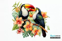 Toucans in Rainforest Sublimation PNG Clipart Product Image 1