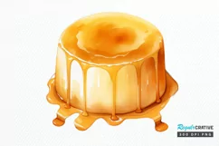 Watercolor Crème Caramel PNG Clipart Product Image 1