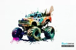 Watercolor Monster Truck PNG Clipart Product Image 1