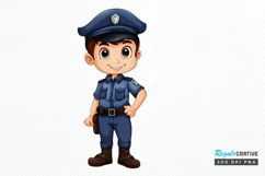 Cute Police Officer Boy PNG Clipart Product Image 1