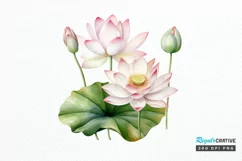 Lotus Flowers Watercolor Sublimation PNG Clipart Product Image 1