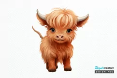 Baby Highland Cow Illustrations PNG Clipart Product Image 1