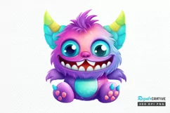 Cute Monster Watercolor Sublimation PNG Clipart Product Image 1