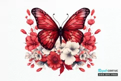 Floral Red Butterfly Couple PNG Clipart Product Image 1
