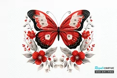 Floral Red Butterfly Couple PNG Clipart Product Image 1
