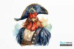 Rooster Pirate Watercolor Sublimation PNG Clipart Product Image 1