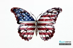 Patriotic American Flag Butterfly PNG Clipart Product Image 1