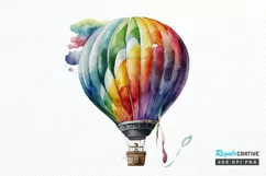 Watercolor Hot Air Balloon PNG Clipart Product Image 1