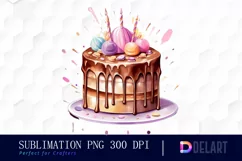 Watercolor Cute Birthday Cake PNG Clipart Product Image 1