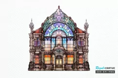 Stained Glass Old Building Sublimation PNG Clipart Product Image 1