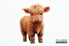 Baby Highland Cow Illustrations PNG Clipart Product Image 1