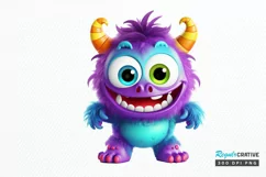 Cute Monster Watercolor Sublimation PNG Clipart Product Image 1