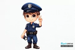 Cute Police Officer Boy PNG Clipart Product Image 1