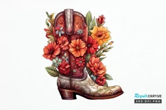 Western Floral Boots Sublimation PNG Clipart Product Image 1