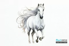 Beautiful White Horse Watercolo PNG Clipart Product Image 1