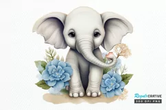 Flower Baby Elephant Sublimation PNG Clipart Product Image 1