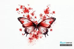 Floral Red Butterfly Couple PNG Clipart Product Image 1