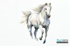 Beautiful White Horse Watercolo PNG Clipart Product Image 1