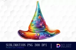 Watercolor Colorful Rainbow-Witch Hat PNG Clipart Product Image 1