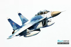 Fighter Aircraft Watercolor PNG Clipart Product Image 1