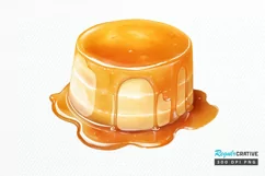 Watercolor Crème Caramel PNG Clipart Product Image 1