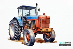 Farm Tractor Watercolor Sublimation PNG Clipart Product Image 1