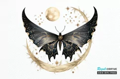 Fairy Night Moth and Moon PNG Clipart Product Image 1