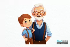 Happy Grandpa and Grandson PNG Clipart Product Image 1