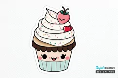 Cute Kawaii Cupcakes Valentine Stickers PNG Clipart Product Image 1