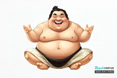 Funny Japanese Sumo Wrestler PNG Clipart Product Image 1