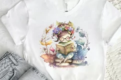 Watercolor Cute Bookworm Fairy PNG Clipart Product Image 2