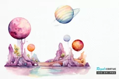 Watercolor Candy Planet Landscape PNG Clipart Product Image 1