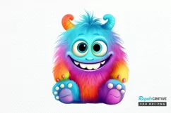 Cute Monster Watercolor Sublimation PNG Clipart Product Image 1
