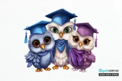 Graduation Owl Friends Sublimation PNG Clipart Product Image 1